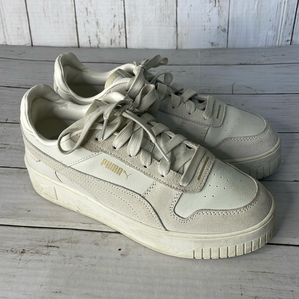 PUMA Off White Carina Street Platform Leather Sneaker